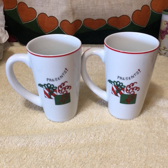 Two Fitz&Floyd Happy Holidays Gourmet Presents Cappuccino Mugs 6x3.5” - Picture 3 of 6